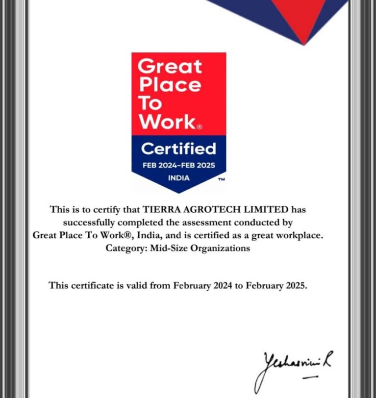 Tierra Agrotech Certified as a Great Place to Work®